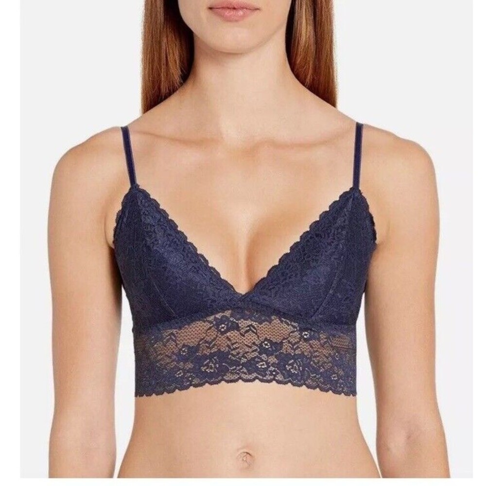 Maidenform $36 Lace Longline Navy Blue Bralette Women's XL Intimates Coquette